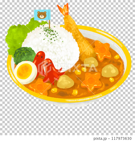 かわいいお子様カレーのイラスト かわいいお子様カレーのイラスト 117973630