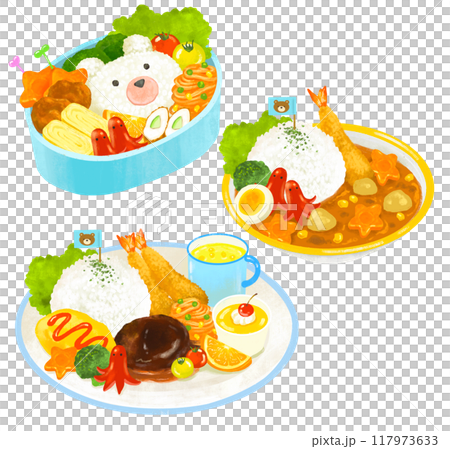 兒童午餐、人物便當、兒童咖哩插畫集 117973633
