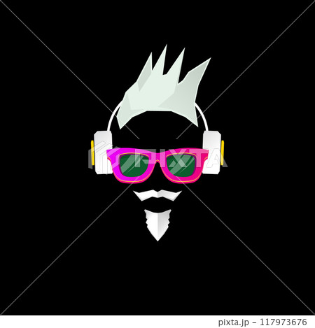 Christmas hipster poster for party or greeting card. Vector illustration. Santa Hipster Claus isolated on black background. vector merry Christmas paper style art design template Christmas hipster poster for party or greeting card. Vector illustration. Santa Hipster Claus isolated on black background. vector merry Christmas paper style art design template 117973676