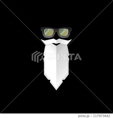 Christmas hipster poster for party or greeting card. Vector illustration. Santa Hipster Claus isolated on black background. vector merry Christmas paper style art design template 117973682