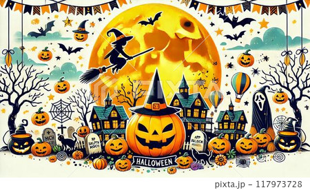 ハロウィン背景素材壁紙 117973728