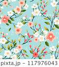 Spring delicate green floral seamless pattern. Generated by AI 117976043