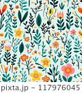 Spring delicate green floral seamless pattern. Generated by AI 117976045