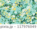 Spring delicate green floral seamless pattern. Generated by AI 117976049