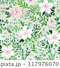 Spring delicate green floral seamless pattern. Generated by AI 117976070