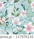 Spring delicate green floral seamless pattern. Generated by AI 117976116