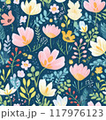 Spring delicate green floral seamless pattern. Generated by AI 117976123