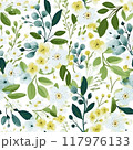 Spring delicate green floral seamless pattern. Generated by AI 117976133