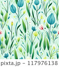 Spring delicate green floral seamless pattern. Generated by AI 117976138