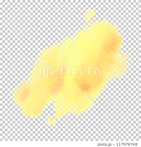 Watercolor paint spots and splashes, chaotic, beautiful, dynamic yellow, orange and burgundy colors, in autumn colors. Watercolor illustration, hand-drawn. A object isolated from the background. 117976748