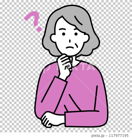 考慮想法的年長婦女 117977195