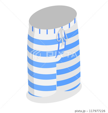 3D Isometric Flat Vector Illustration of Mens Underwear, Classic Boxers. Item 1 3D Isometric Flat Vector Illustration of Mens Underwear, Classic Boxers. Item 1 117977226