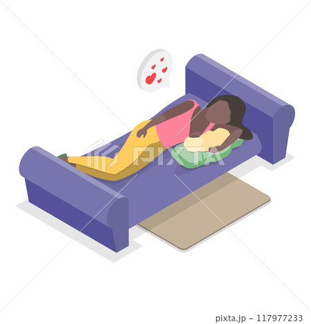 3D Isometric Flat Vector Illustration of Breastfeeding Positions, Mother Feeding Baby with Breast. Item 2 117977233