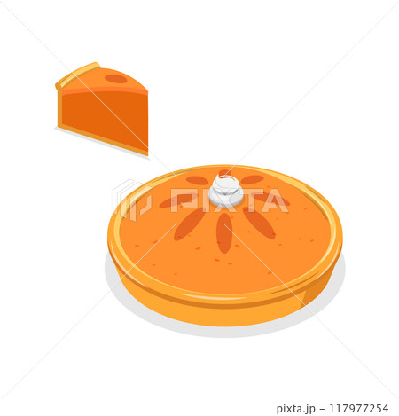 3D Isometric Flat Vector Set of Diffeent Pies and Slices, American Homemade Traditional Desserts. Item 3 117977254