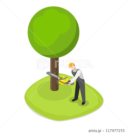 3D Isometric Flat Vector Set of Professional Gardener, Gardens and Parks Maintenance Service, Tree Pruning. Item 4 3D Isometric Flat Vector Set of Professional Gardener, Gardens and Parks Maintenance Service, Tree Pruning. Item 4 117977255
