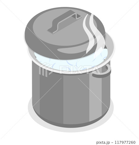 3D Isometric Flat Vector Set of Tableware, Cooking Kitchen Pots. Item 2 117977260