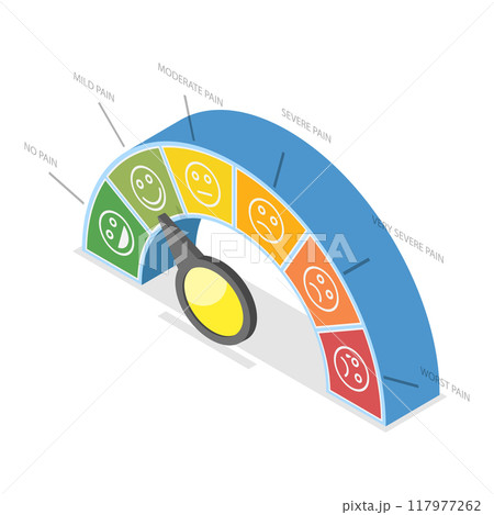 3D Isometric Flat Vector Illustration of Pain Level Chart, Emoticons Mood Scale. Item 2 3D Isometric Flat Vector Illustration of Pain Level Chart, Emoticons Mood Scale. Item 2 117977262
