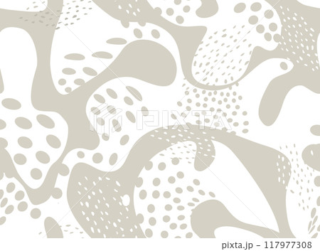 Abstract seamless pattern with dots and loop, stains, dots, blots. 117977308