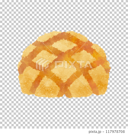 美味的哈密瓜麵包_手繪蠟筆觸感 117978708