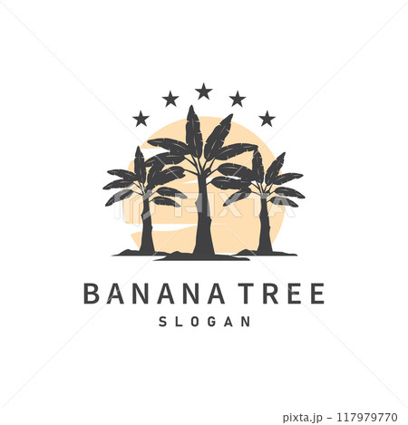 Banana Tree Logo, Banana Tree Simple Silhouette Design, Plant Icon Symbol Vector Illustration 117979770