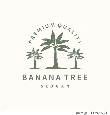 Banana Tree Logo, Banana Tree Simple Silhouette Design, Plant Icon Symbol Vector Illustration 117979771