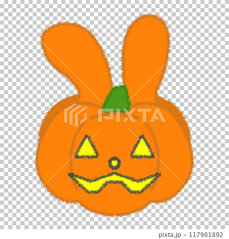 Rabbit-shaped Jack-o'-Lantern illustration 117981892