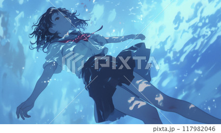 制服のまま水中に潜る女子高生 制服のまま水中に潜る女子高生 117982046