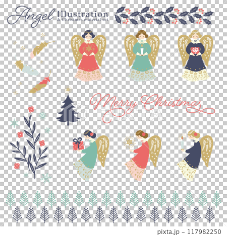 Angel and Christmas material illustration set-1 Angel and Christmas material illustration set-1 117982250