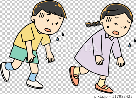 孩子疲倦的姿勢 孩子疲倦的姿勢 117982425