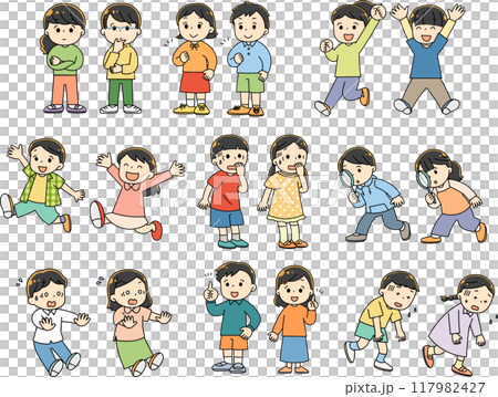 Set of children in various poses 117982427