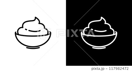 クリームチーズのシンプルな線画アイコン 117982472
