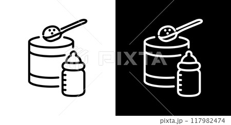 粉ミルクのシンプルな線画アイコンセット 117982474