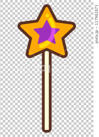 ペロペロキャンディー（星形・オレンジ＆紫）のイラスト 117982871