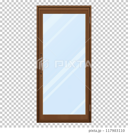 Wooden Door A Brown with Glass 117983110