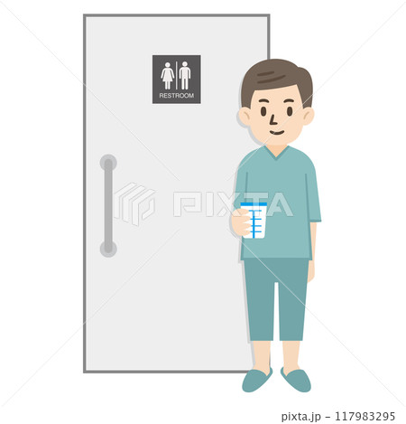 尿検査をする男性のイラスト 117983295