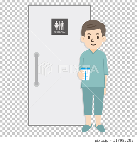 尿検査をする男性のイラスト 117983295