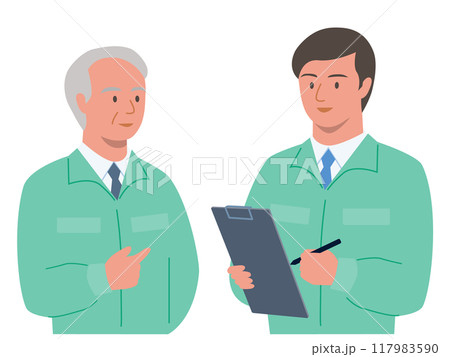事業継承をする現経営者と後継者のベクターイラスト 117983590