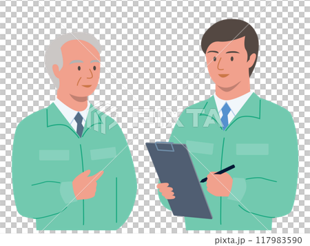事業継承をする現経営者と後継者のベクターイラスト 117983590