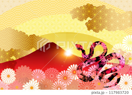 巳　年賀状　干支　背景	 117983720