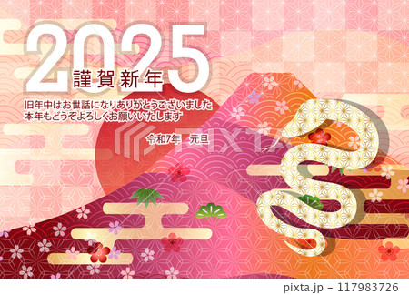 巳　年賀状　干支　背景	 117983726