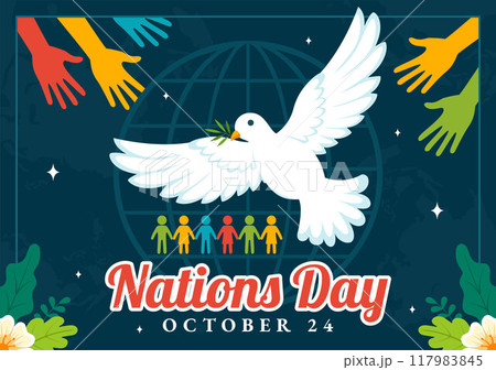 United Nations Day Celebration Vector Illustration on 24 October Featuring a Hand Holding the Earth to Public Service in a Flat Cartoon Background United Nations Day Celebration Vector Illustration on 24 October Featuring a Hand Holding the Earth to Public Service in a Flat Cartoon Background 117983845