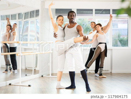 Man and woman dancing couples ballet dance together Man and woman dancing couples ballet dance together 117984175
