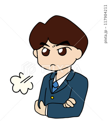 息荒く怒る七三分けの会社員 カラー 息荒く怒る七三分けの会社員 カラー 117984211