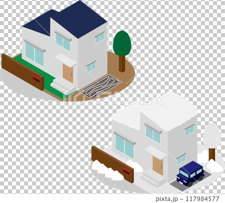 等距停車場道路暖氣房屋圖片素材 117984577