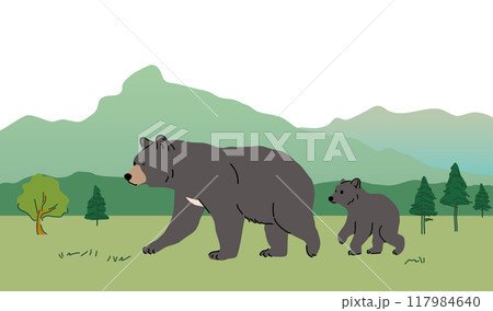 ツキノワグマの親子_2 ツキノワグマの親子_2 117984640