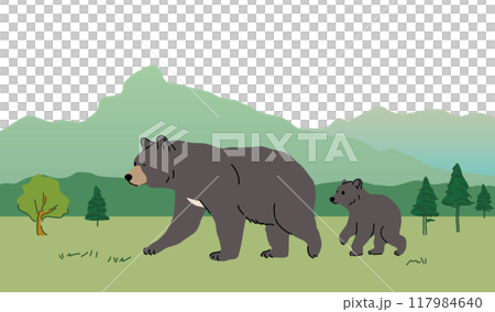 ツキノワグマの親子_2 ツキノワグマの親子_2 117984640