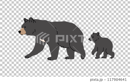 ツキノワグマの親子_背景無 ツキノワグマの親子_背景無 117984641