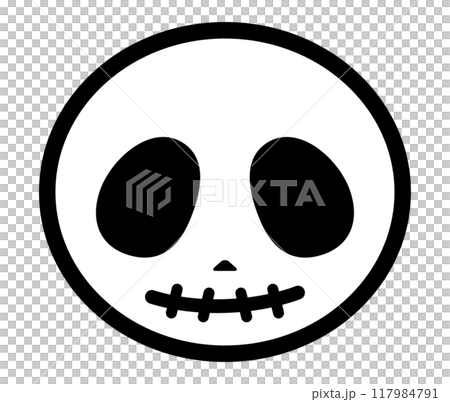 Skeleton face/skull illustration [2] [monochrome line drawing] 117984791