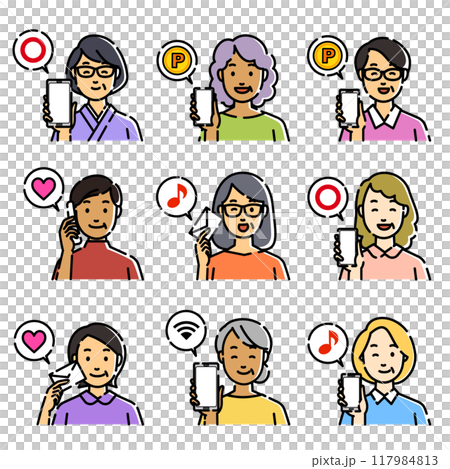 人それぞれの通信手段のセット 人それぞれの通信手段のセット 117984813