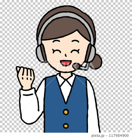 コールセンターの女性がガッツポーズをしている 117984900